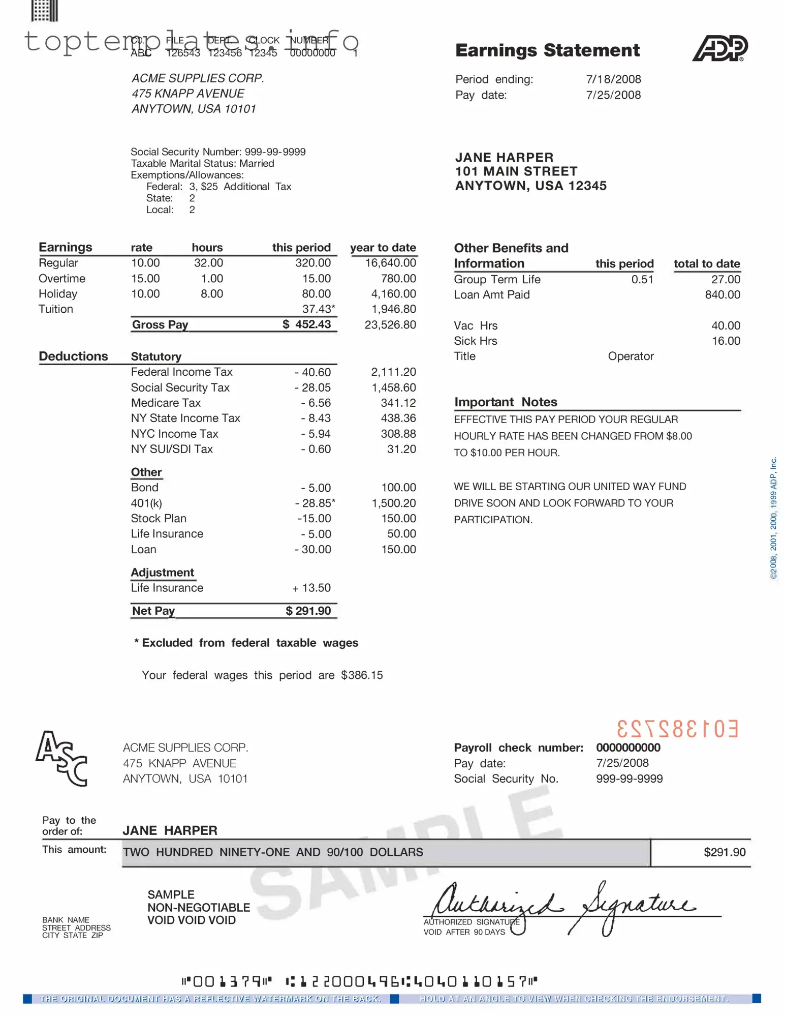 Fill in Your Adp Pay Stub Form