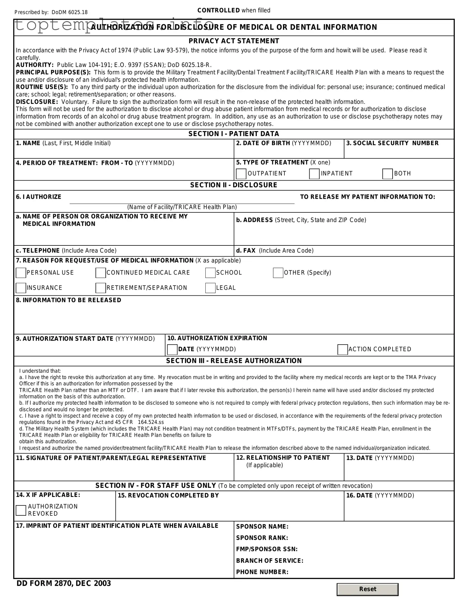 Fill in Your DD 2870 Form
