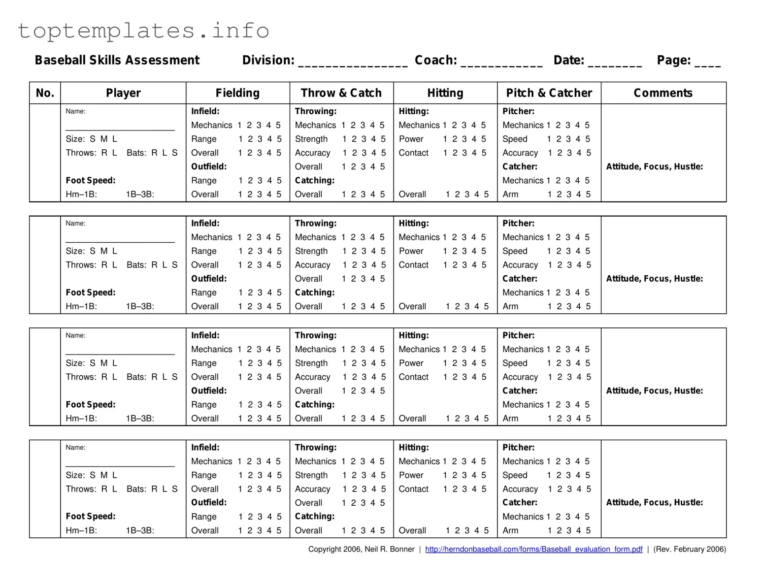 Fill in Your Baseball Assessment Form