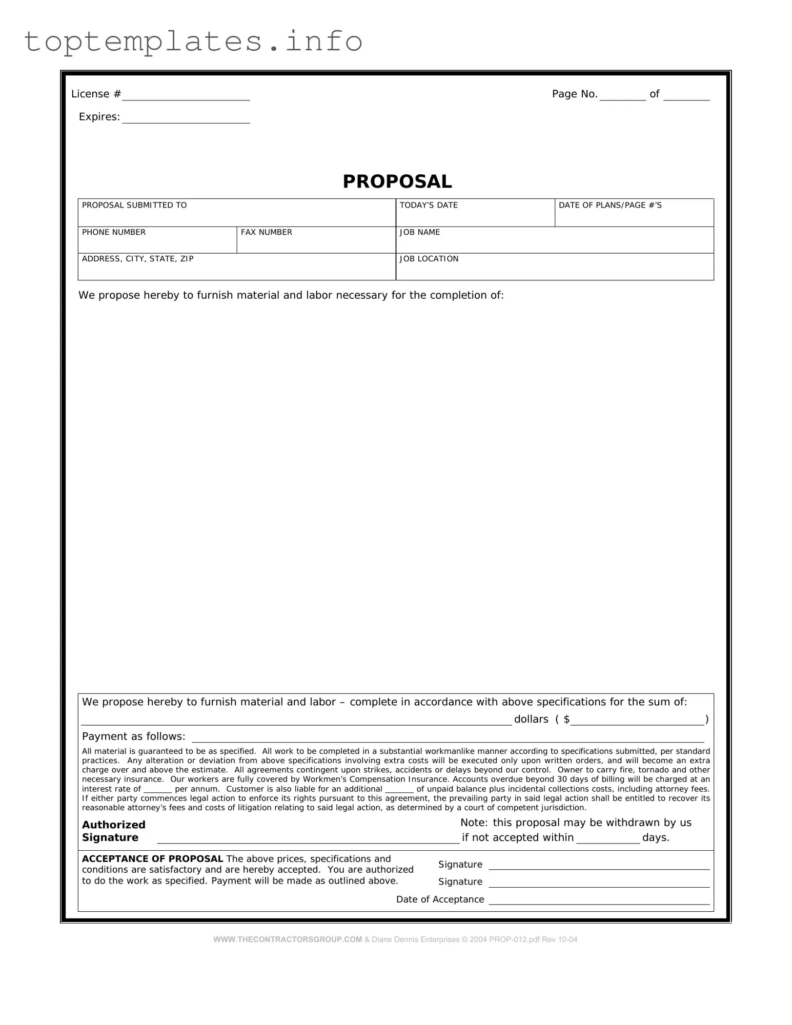 Fill in Your Construction proposal form Form