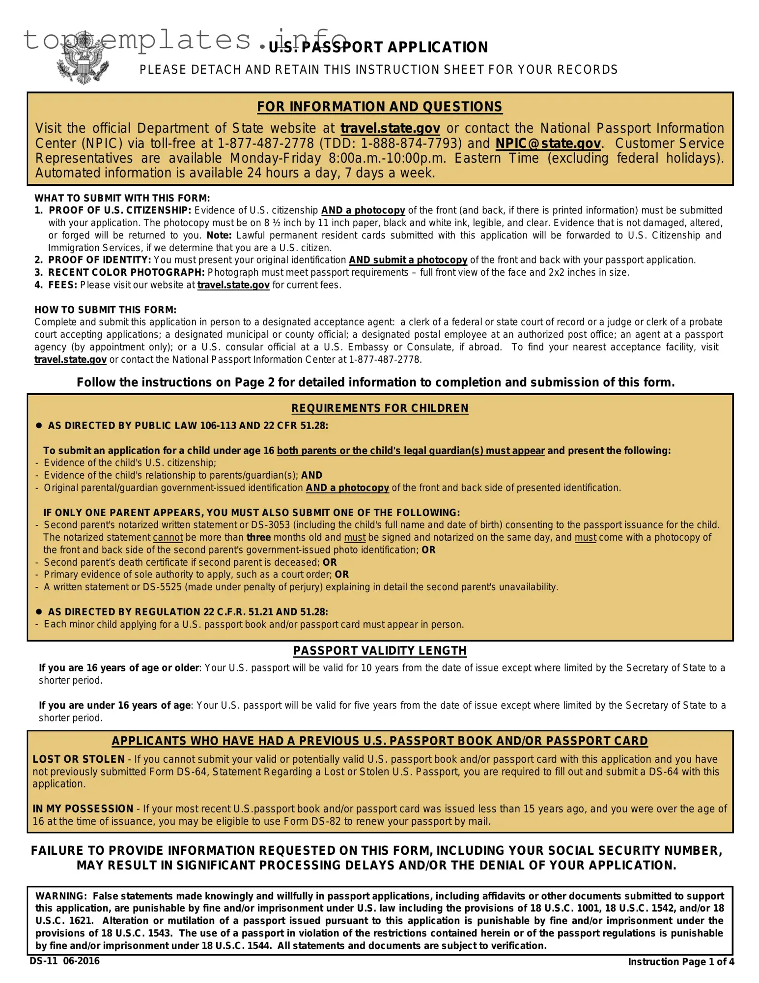 Fill in Your DS-11 U.S. Passport application Form