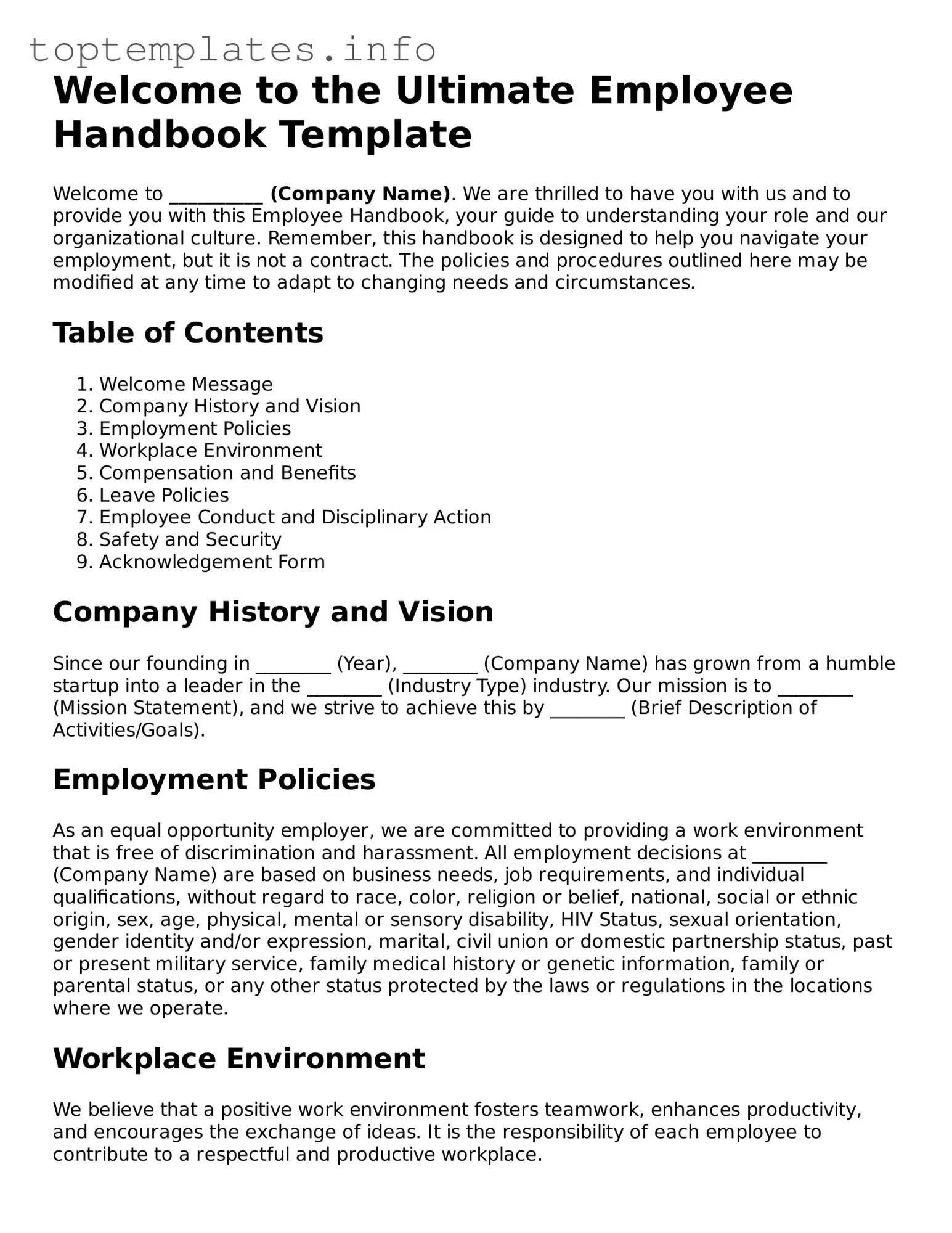 Attorney-Approved Employee Handbook Template