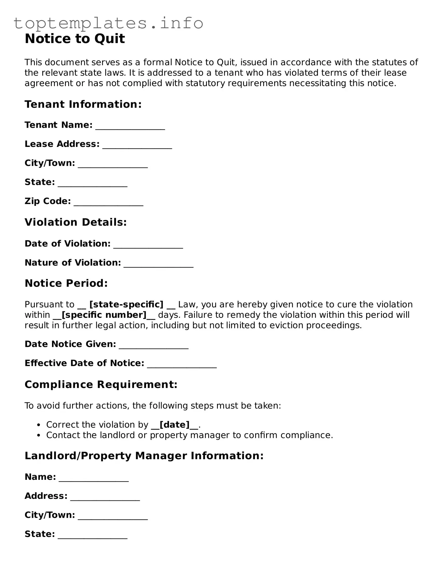 Attorney-Approved Notice to Quit Template