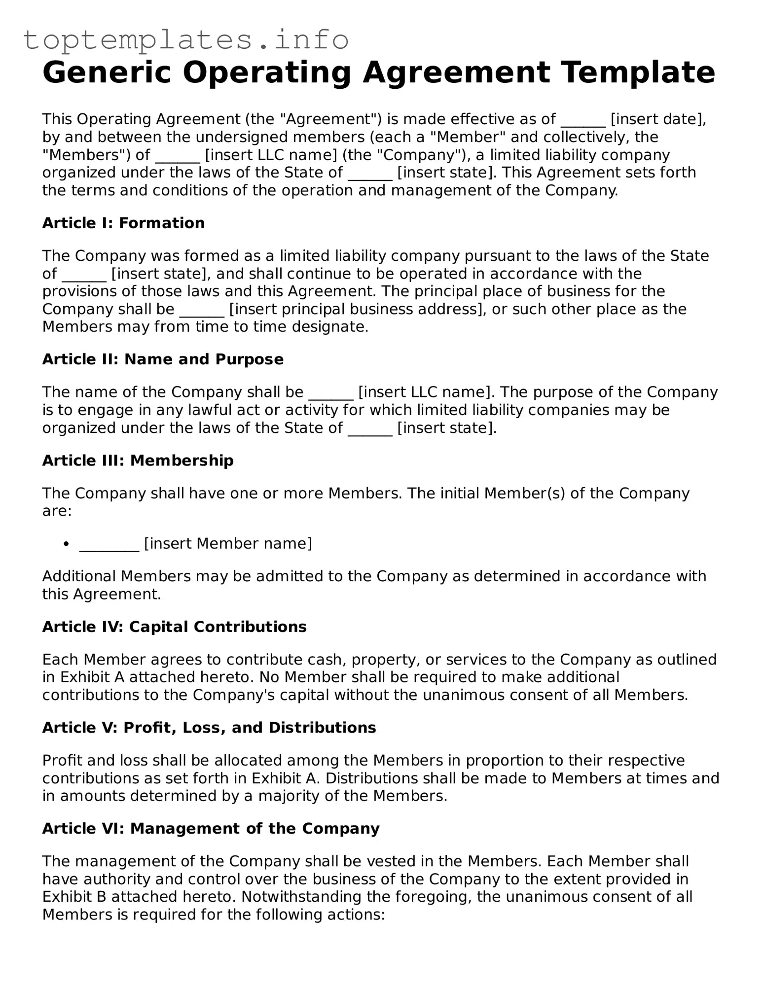 Attorney-Approved Operating Agreement Template