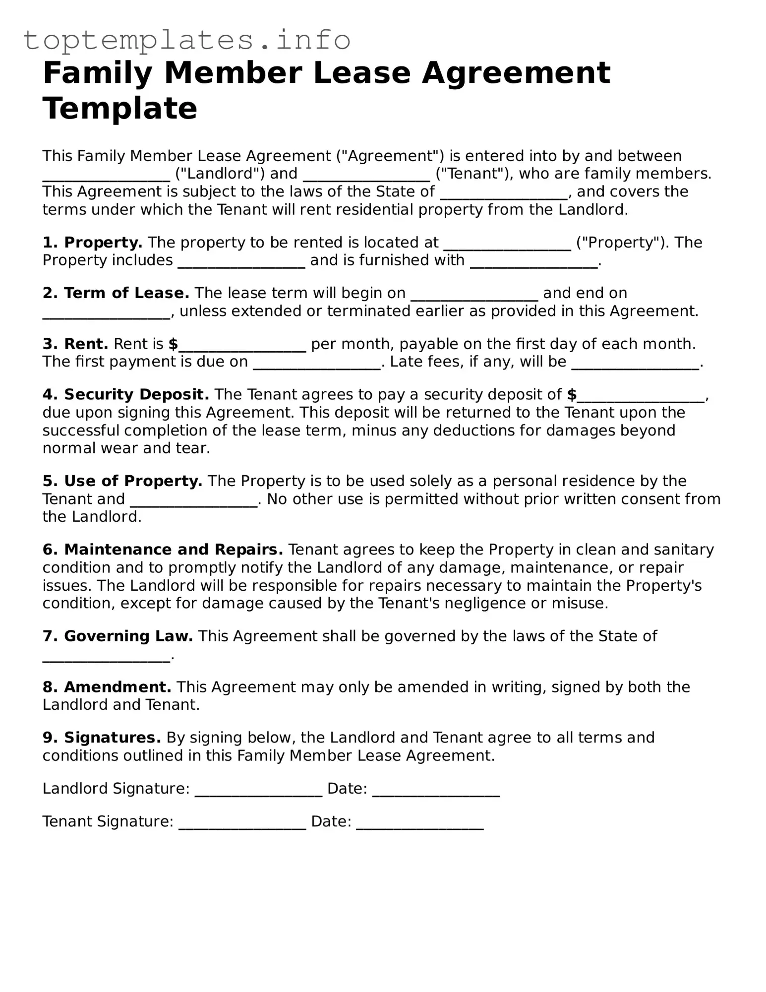 Attorney-Approved Family Member Lease Agreement Template