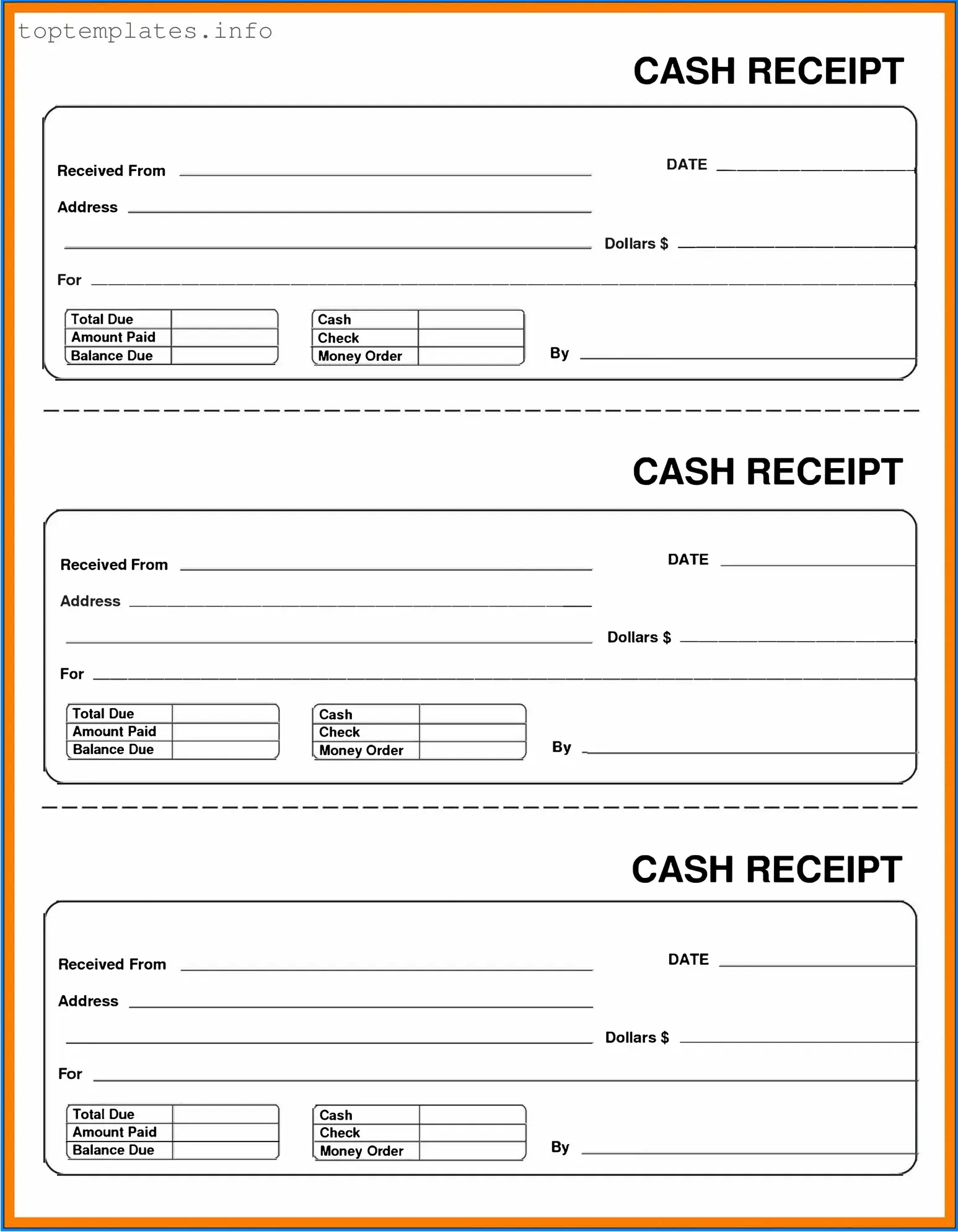 Fill in Your Cash Receipt Form