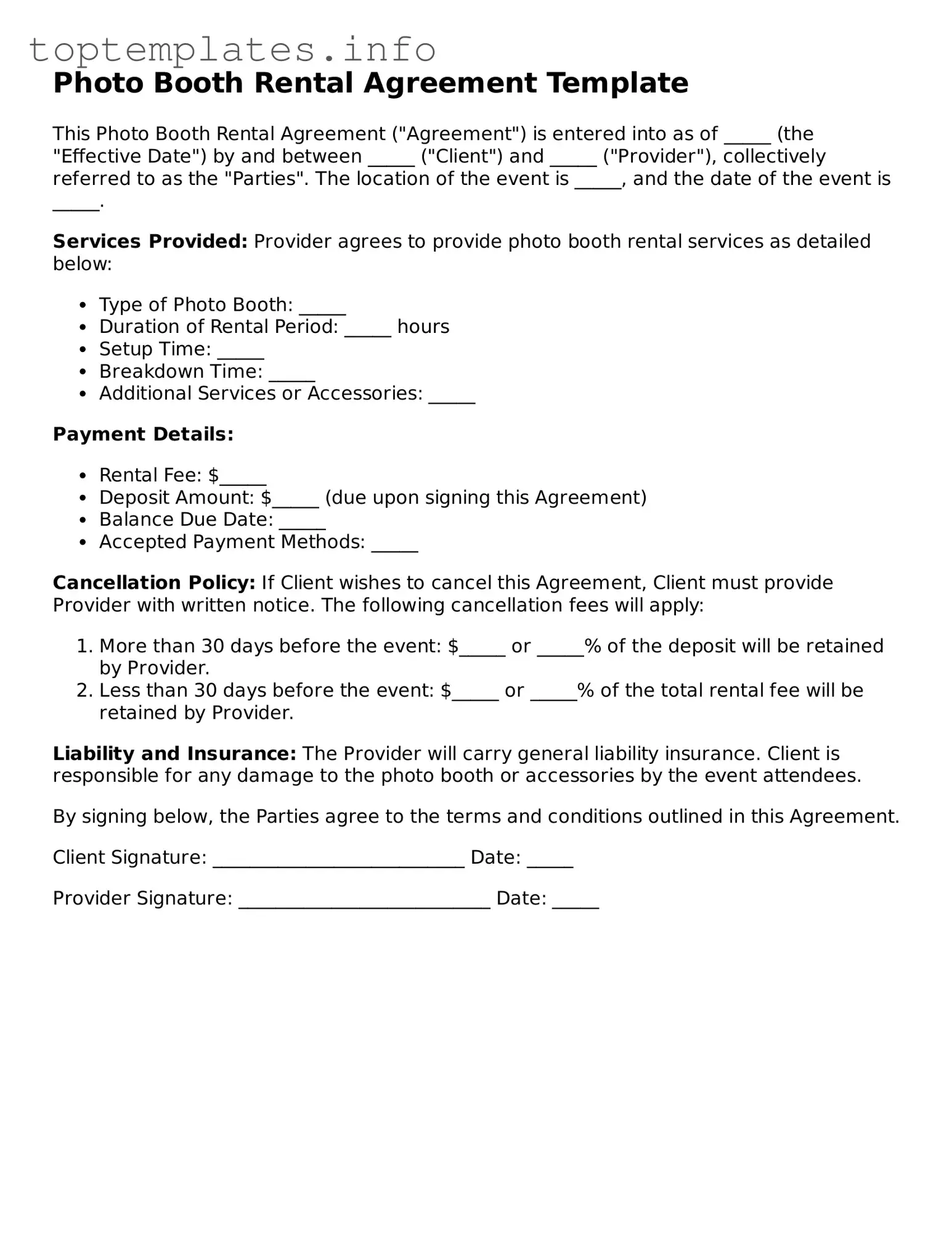 Attorney-Approved Photo Booth Rental Agreement Template
