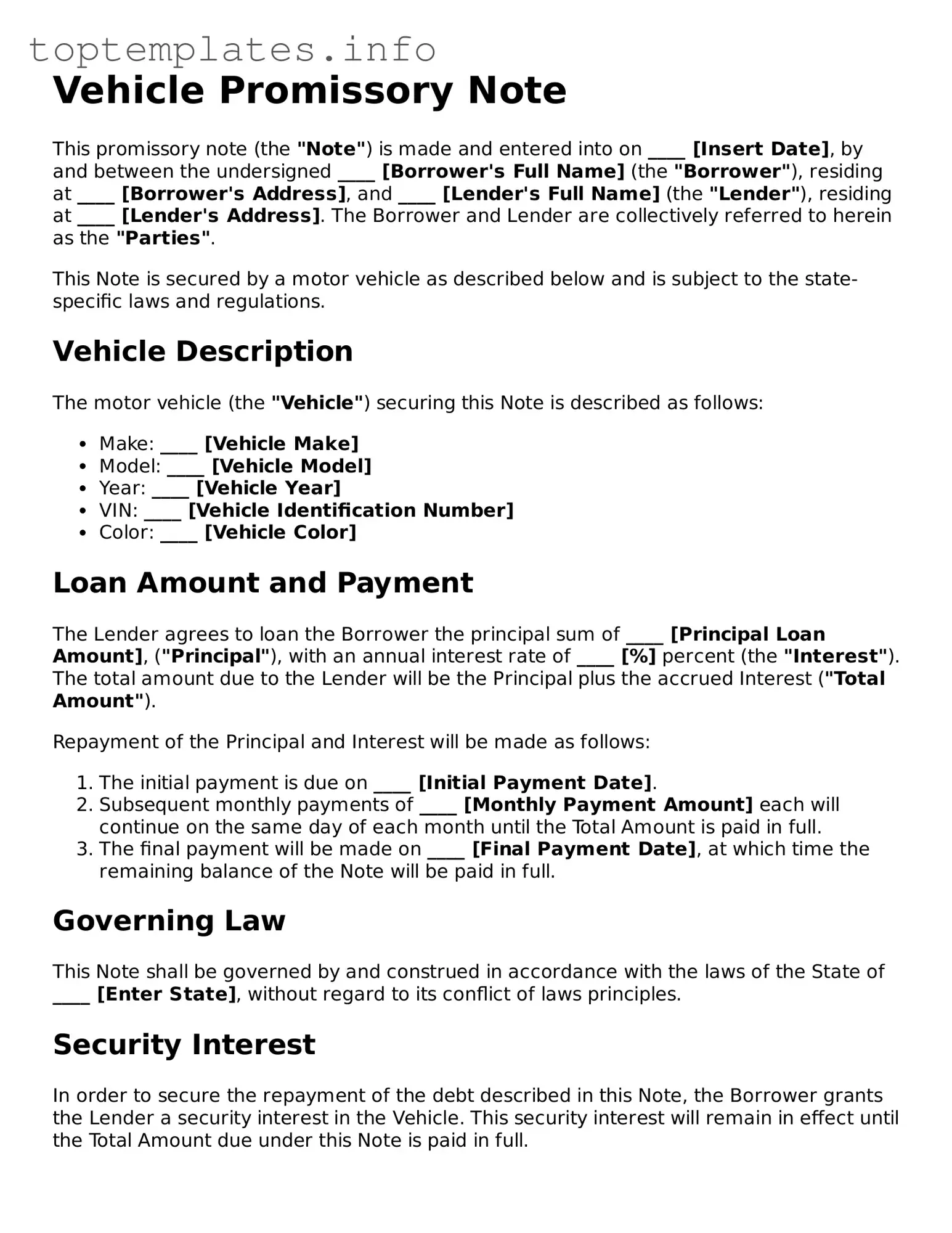 Attorney-Approved Promissory Note for a Car Template
