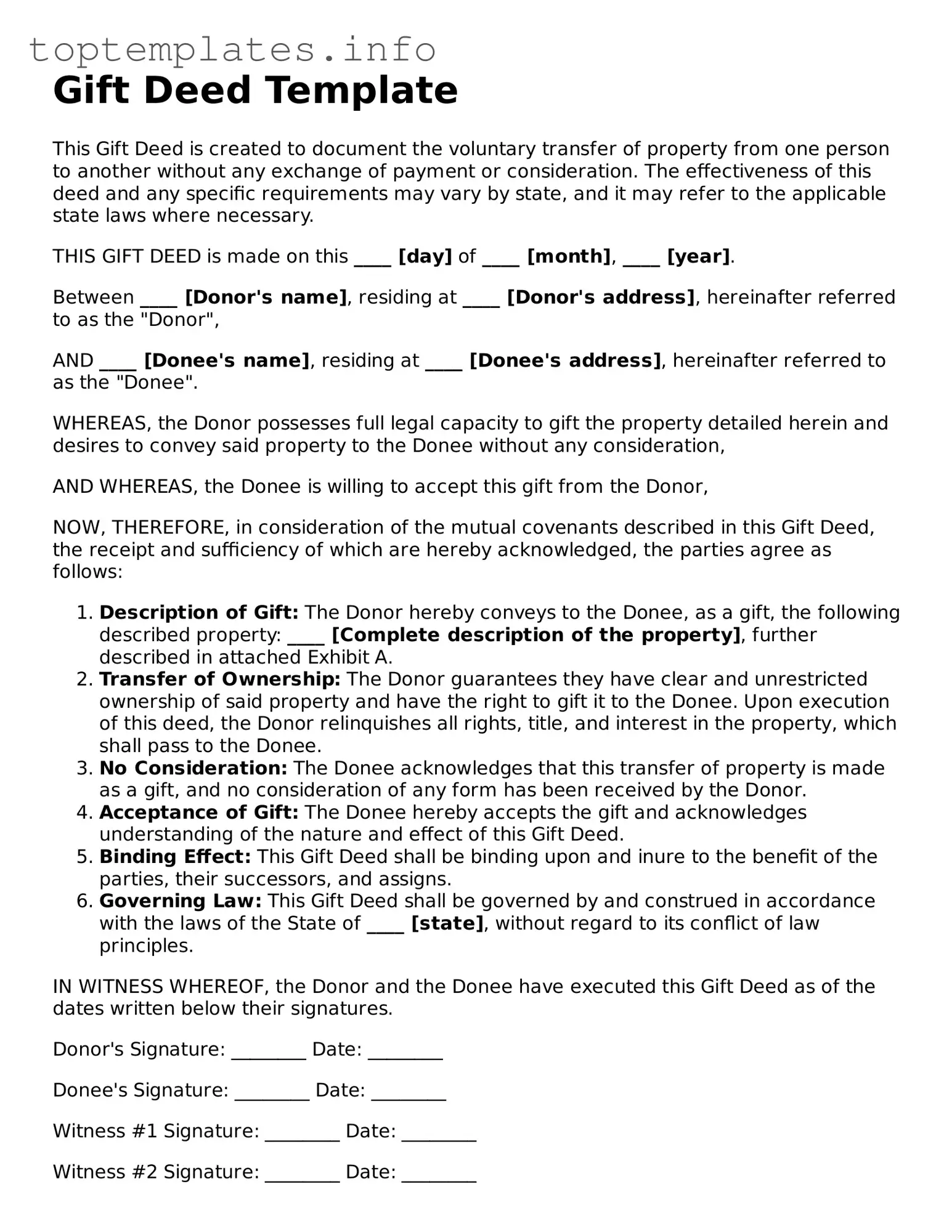 Attorney-Approved Gift Deed Template