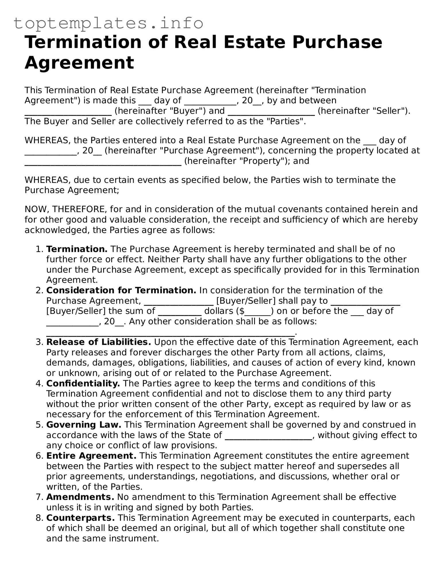 Attorney-Approved Termination of Real Estate Purchase Agreement Template