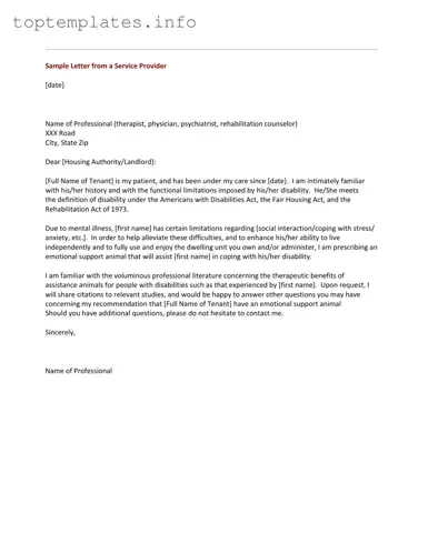 Fill in Your Emotional Support Animal Letter Form