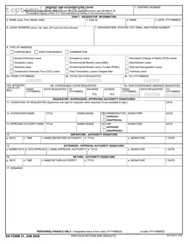 Fill in Your Da 31 Form