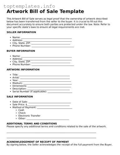 Attorney-Approved Artwork Bill of Sale Template