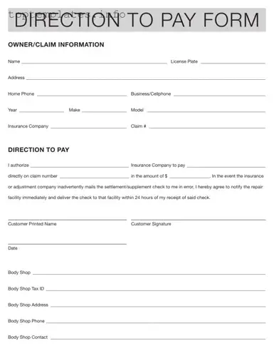 Fill in Your Authorization And Direction Pay Form