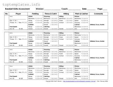 Fill in Your Baseball Assessment Form