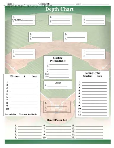 Fill in Your Baseball Field Lineup Form