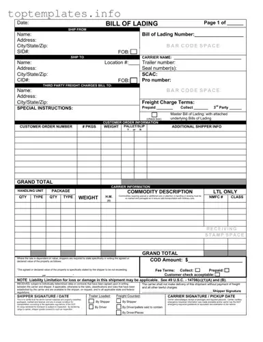Fill in Your Bill of Lading with a Supplement Form