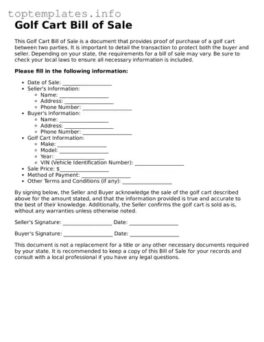 Attorney-Approved Golf Cart Bill of Sale Template