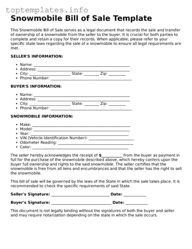 Attorney-Approved Snowmobile Bill of Sale Template