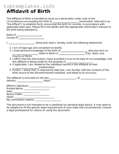 Attorney-Approved Affidavit of Birth Template