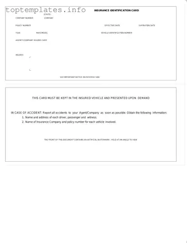 Fill in Your Auto Insurance Card Form