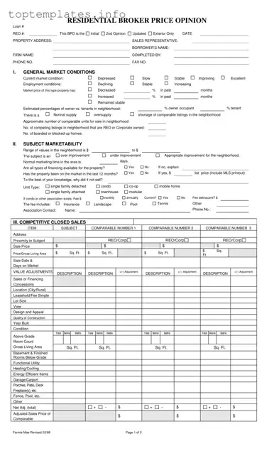Fill in Your Broker Price Opinion Form