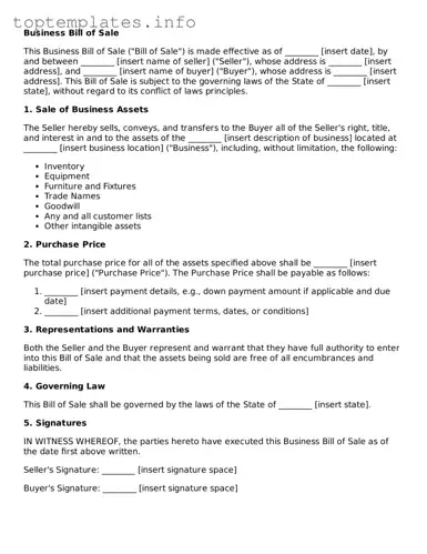 Attorney-Approved Business Bill of Sale Template