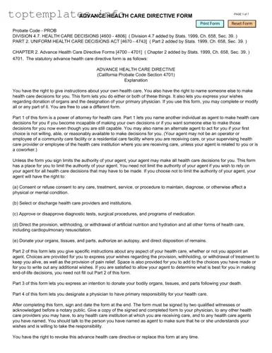 Fill in Your California Advanced Health Care Directive Form