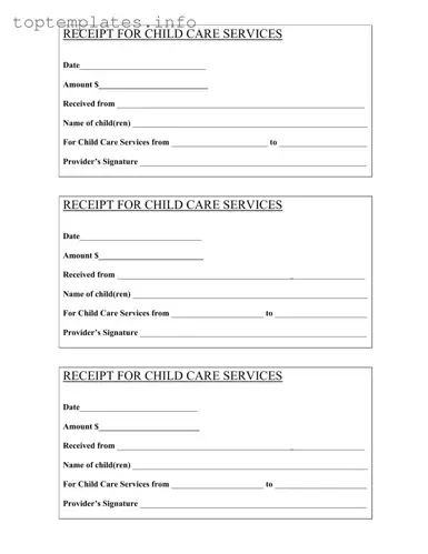 Fill in Your Childcare Receipt Form