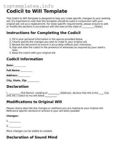 Attorney-Approved Codicil to Will Template