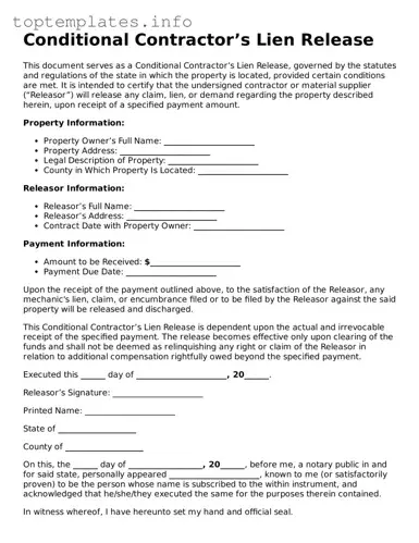 Attorney-Approved Conditional Contractor’s Lien Release Template