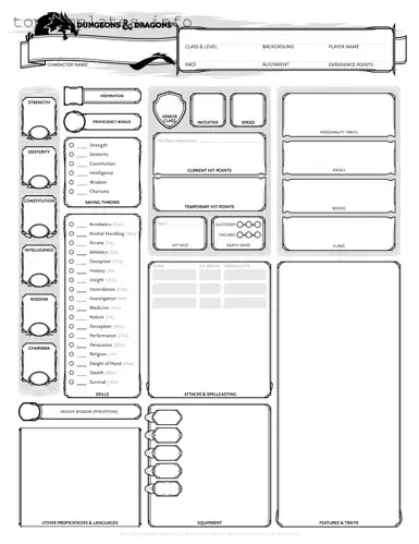 Fill in Your Dnd Character Sheet Form