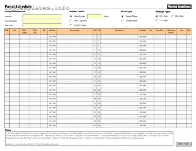 Fill in Your Electrical Panel Schedule Form