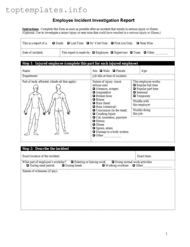 Fill in Your Employee Accident Report Form