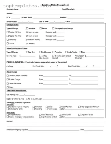 Fill in Your Employee Status Change Form