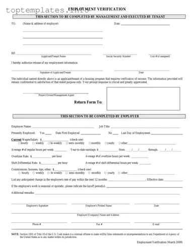 Fill in Your Employment verification form Form