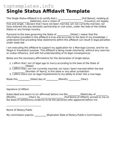 Attorney-Approved Single Status Affidavit Template