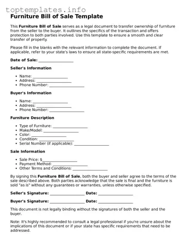 Attorney-Approved Furniture Bill of Sale Template