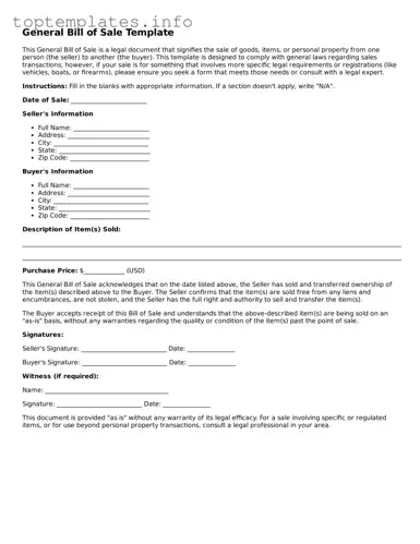 Attorney-Approved General Bill of Sale Template