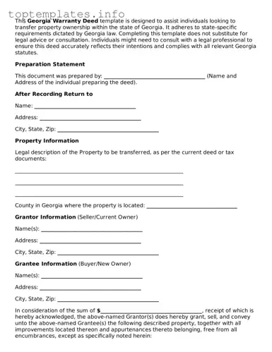 Printable Deed Document for the State of Georgia