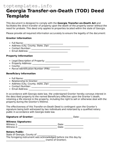 Printable Transfer-on-Death Deed Document for the State of Georgia