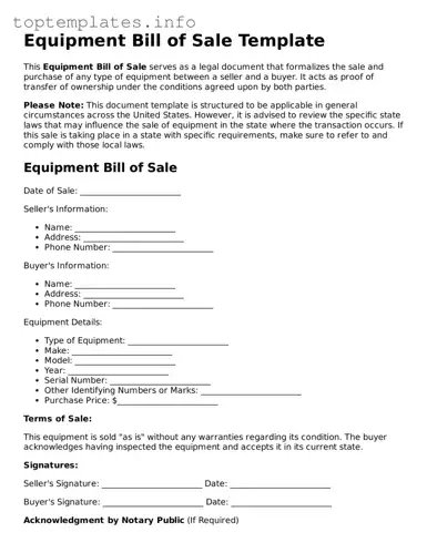 Attorney-Approved Equipment Bill of Sale Template