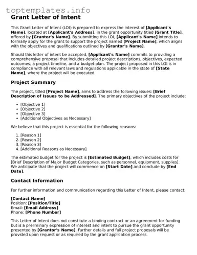 Attorney-Approved Grant Letter of Intent Template