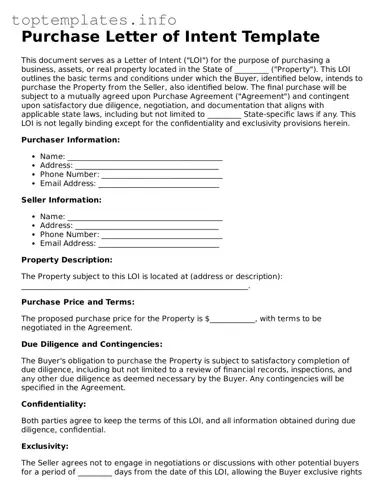 Attorney-Approved Purchase Letter of Intent Template