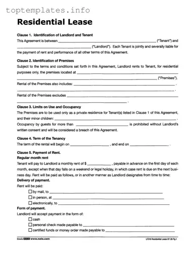 Fill in Your Lf310 Residential Lease Form