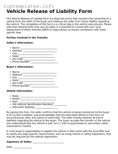 Attorney-Approved Vehicle Release of Liability Template