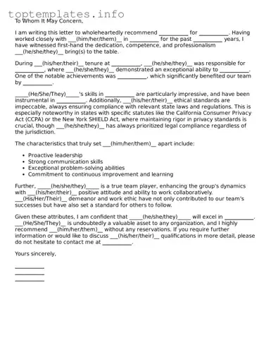 Attorney-Approved Recommendation Letter Template