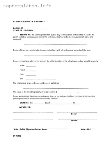 Fill in Your Louisiana act of donation Form
