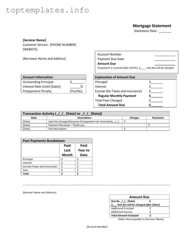 Fill in Your Mortgage Statement Form