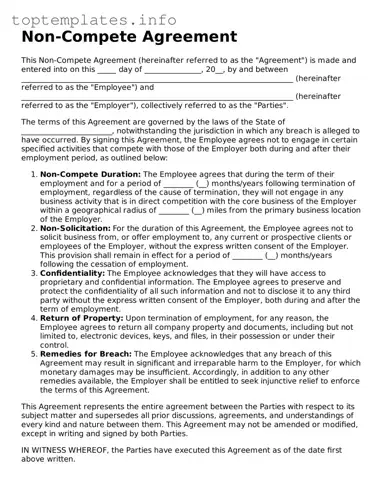 Attorney-Approved Non-compete Agreement Template